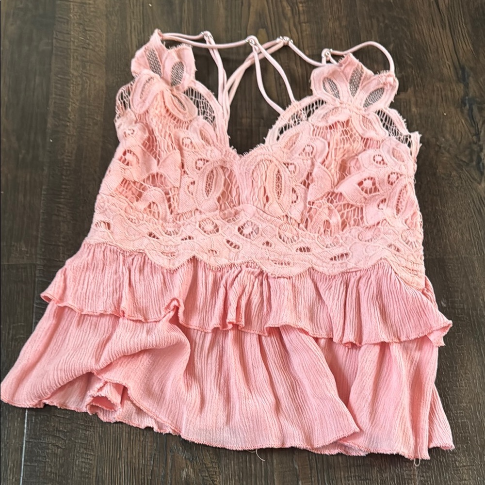 Pink Lace Ruffle Top - Picture 2 of 4